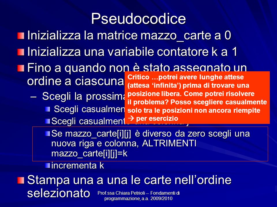 Prof.ssa Chiara Petrioli -- Fondamenti di programmazione, a.a.