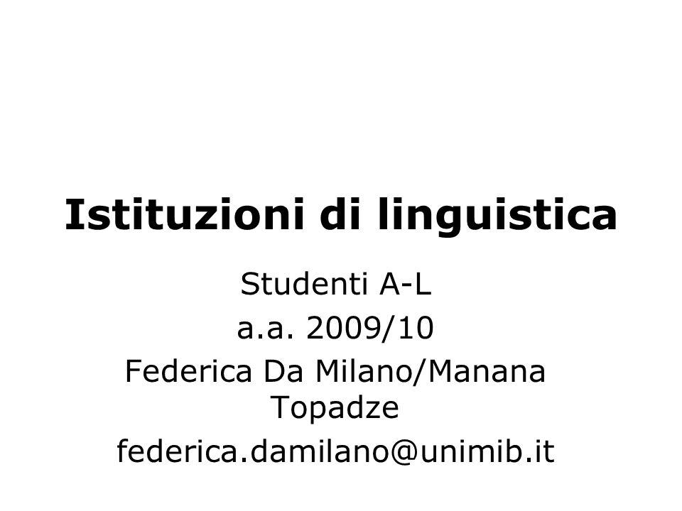 Istituzioni di linguistica Studenti A-L a.a.