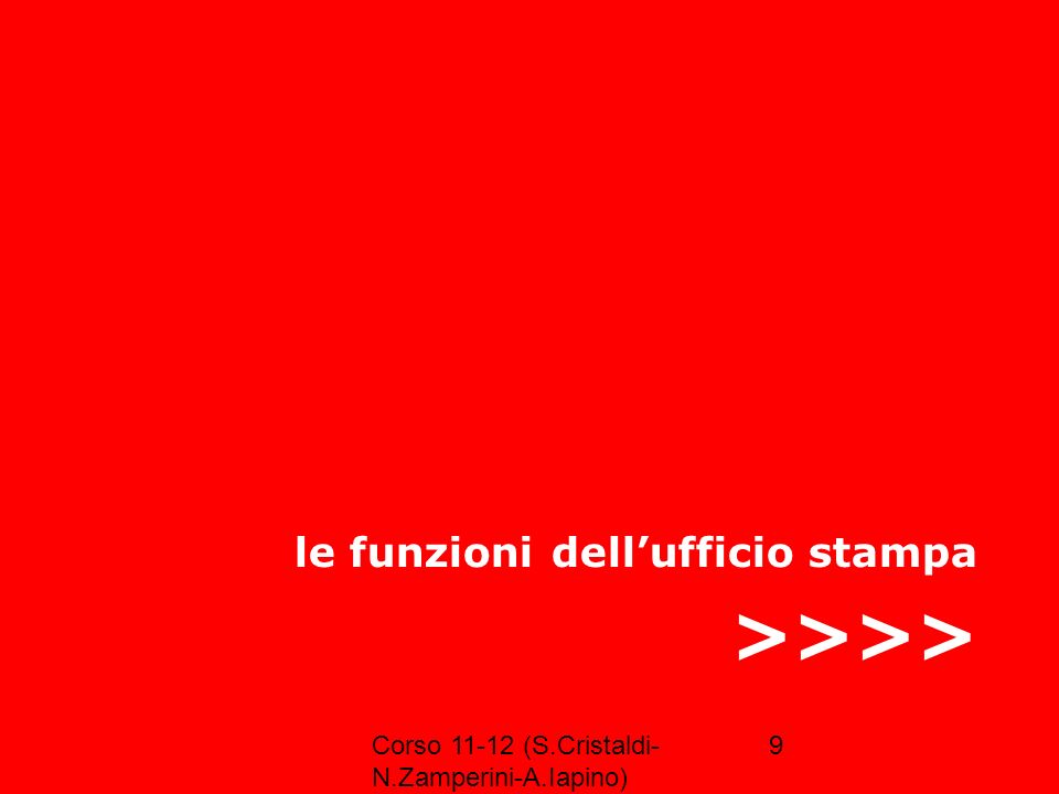 Corso (S.Cristaldi- N.Zamperini-A.Iapino) 9 >>>> le funzioni dellufficio stampa