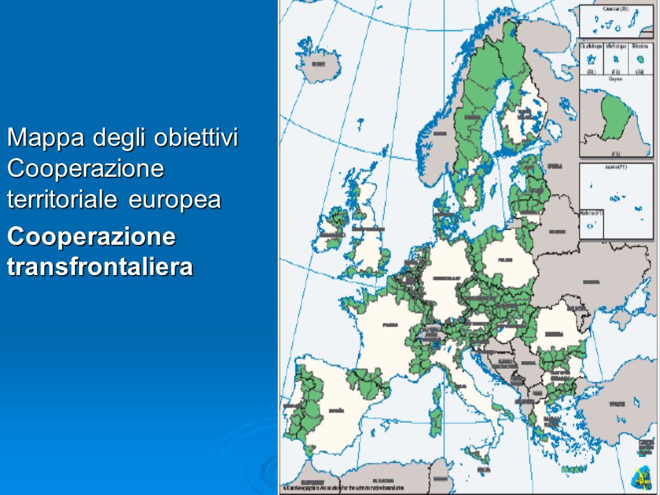 Mappa degli obiettivi Cooperazione territoriale europea Cooperazione transfrontaliera