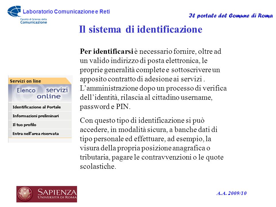 Laboratorio Comunicazione e Reti Il portale del Comune di Roma A.A.