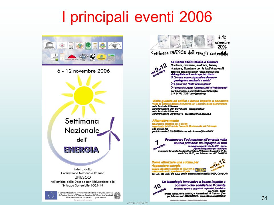 ARPAL-CREA I principali eventi 2006
