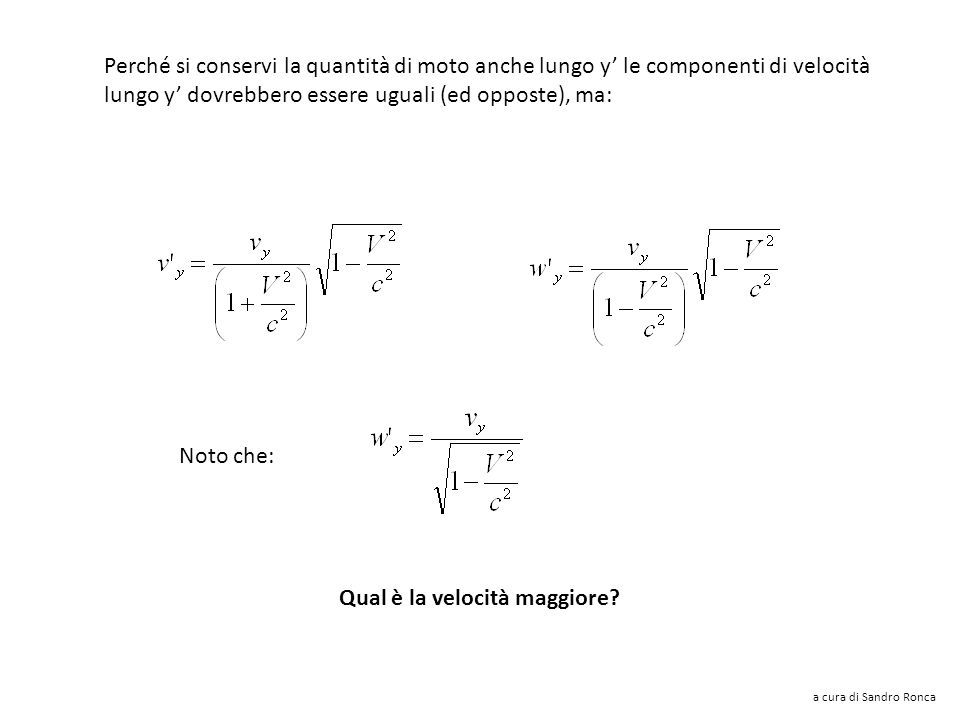 L’urto nel sistema S’ w’ y m m – w’ y x’ y’ a cura di Sandro Ronca v’ x v’ y v’ x – v’ y La quantità di moto NON si conserva lungo y’ V = v x