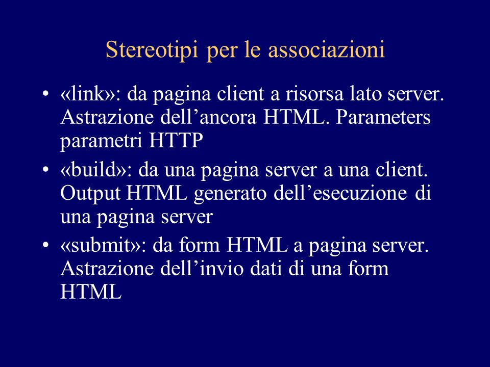Stereotipi per le associazioni «link»: da pagina client a risorsa lato server.