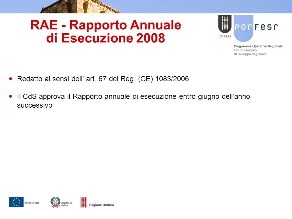 RAE - Rapporto Annuale di Esecuzione 2008 Redatto ai sensi dell art.