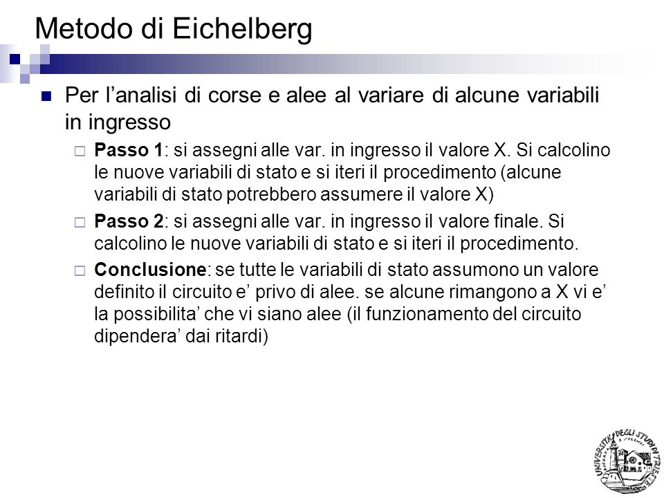 Metodo di Eichelberg Per lanalisi di corse e alee al variare di alcune variabili in ingresso Passo 1: si assegni alle var.
