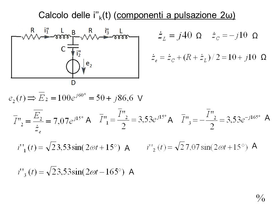 Calcolo delle i k (t) (componenti a pulsazione 2ω) V AA A A A A