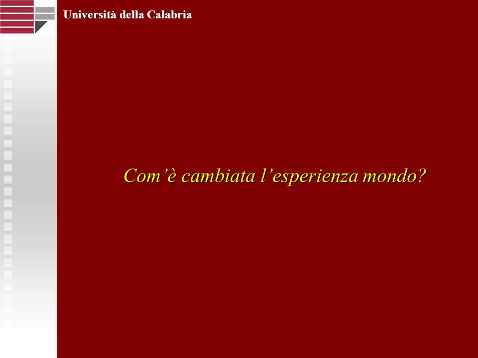 Comè cambiata lesperienza mondo Università della Calabria