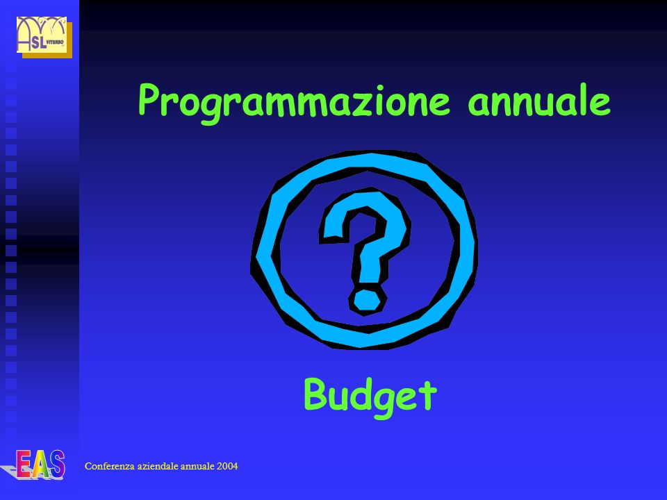 Conferenza aziendale annuale 2004 Programmazione annuale Budget