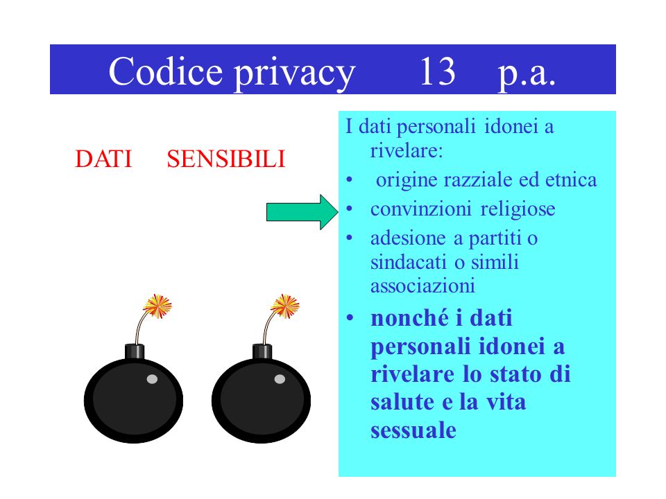 Codice privacy 13 p.a.