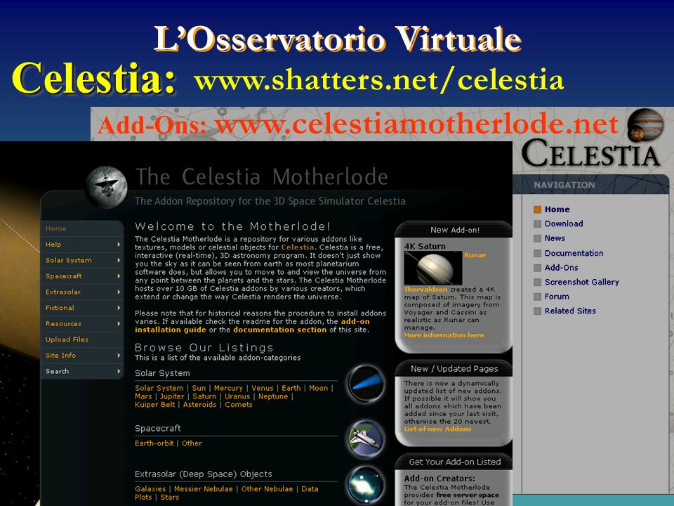 LOsservatorio Virtuale Celestia: Celestia:   Add-Ons: