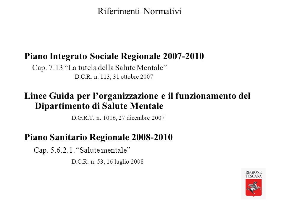 Riferimenti Normativi Piano Integrato Sociale Regionale Cap.