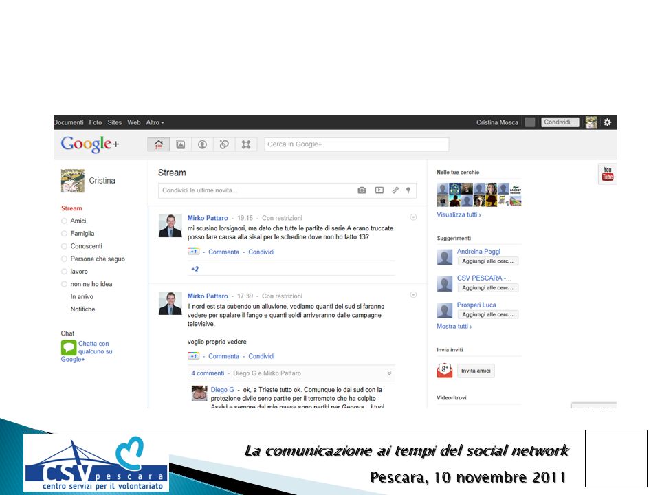 La comunicazione ai tempi del social network Pescara, 10 novembre 2011
