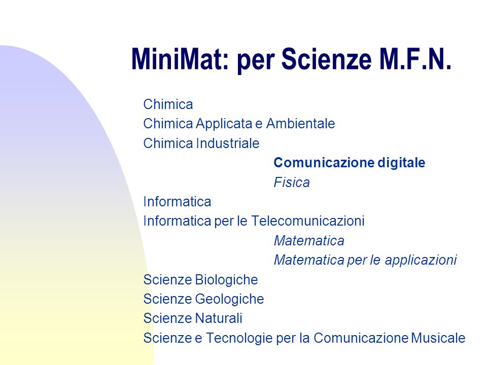 MiniMat: per Scienze M.F.N.