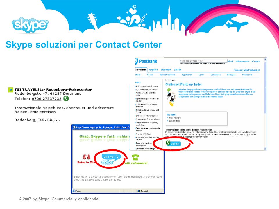 © 2007 by Skype. Commercially confidential. Skype soluzioni per Contact Center