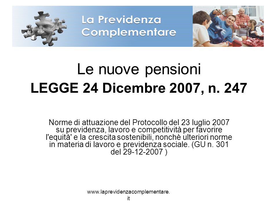 it Le nuove pensioni LEGGE 24 Dicembre 2007, n.