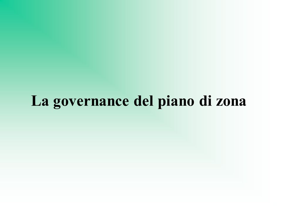 La governance del piano di zona