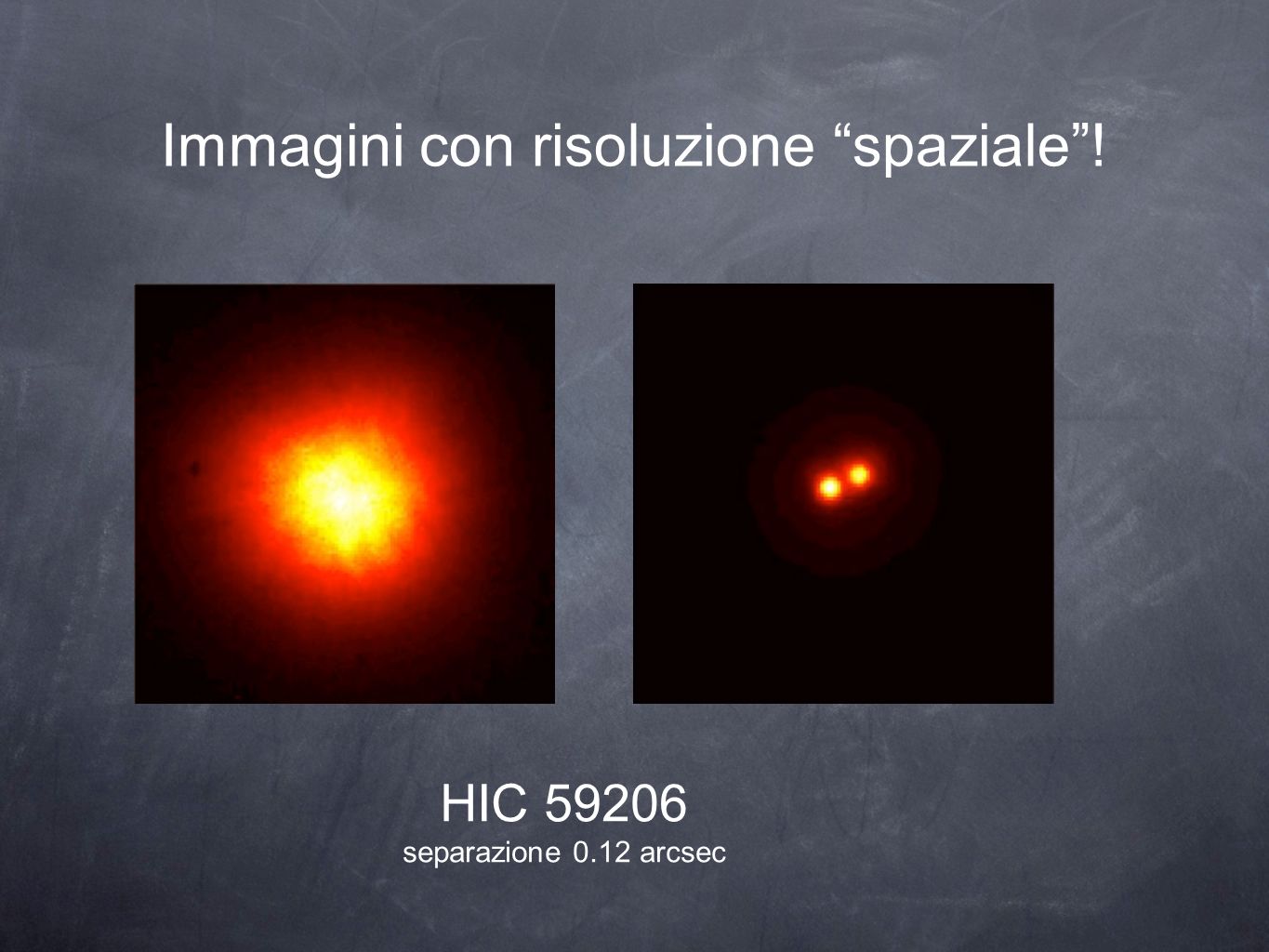 Immagini con risoluzione spaziale! HIC separazione 0.12 arcsec