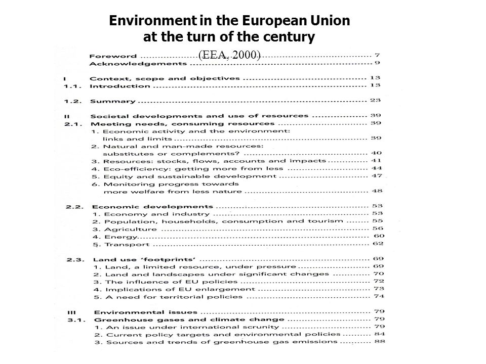 Environment in the European Union at the turn of the century (EEA, 2000)