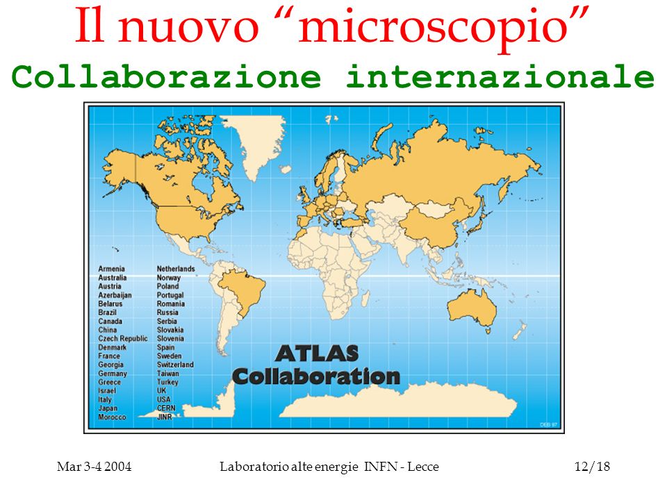 Mar Laboratorio alte energie INFN - Lecce12/18 Il nuovo microscopio Collaborazione internazionale
