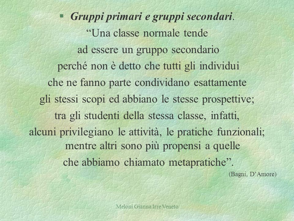 Meloni Gianna Irre Veneto §Gruppi primari e gruppi secondari.
