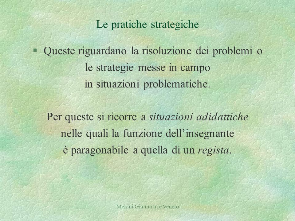 Meloni Gianna Irre Veneto Le pratiche strategiche §Queste riguardano la risoluzione dei problemi o le strategie messe in campo in situazioni problematiche.
