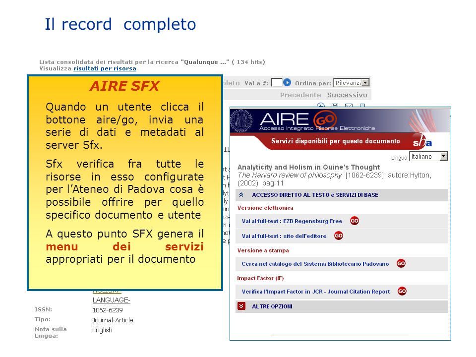 AIRE SFX Quando un utente clicca il bottone aire/go, invia una serie di dati e metadati al server Sfx.