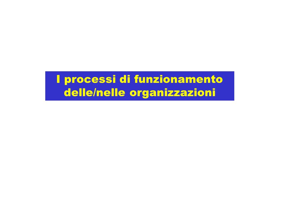 I processi di funzionamento delle/nelle organizzazioni