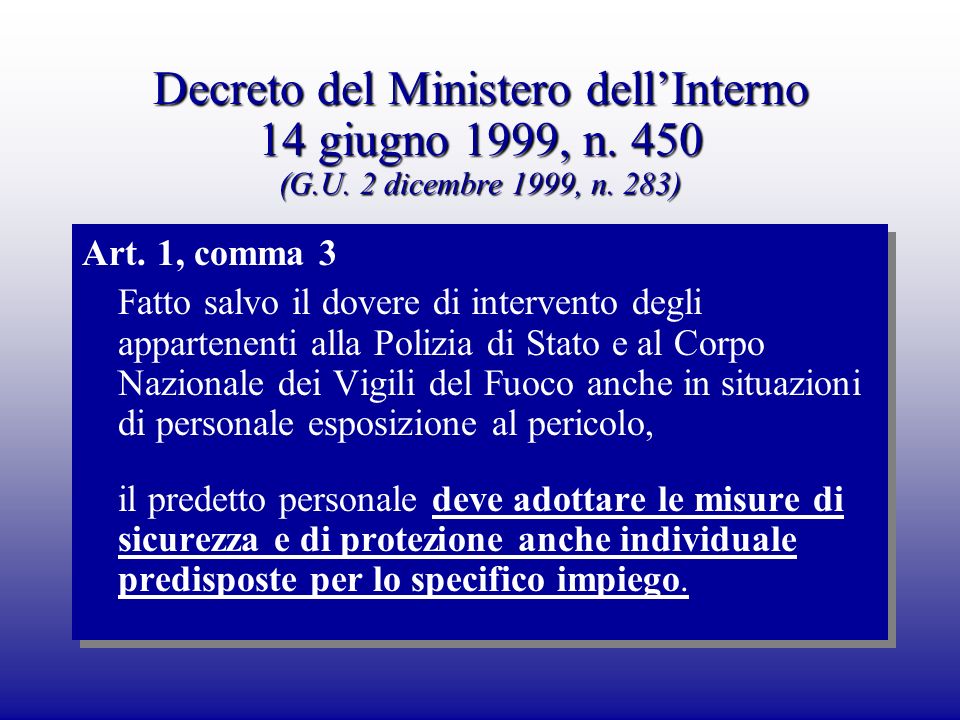 Decreto del Ministero dellInterno 14 giugno 1999, n.
