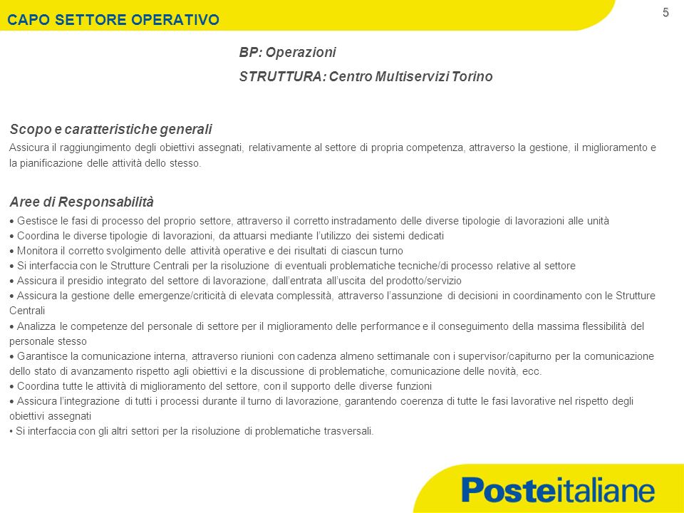 Job Description · Capo Settore Operativo (Rivista) · Tutor (Rivista) · Operatore Staff (Rivista)