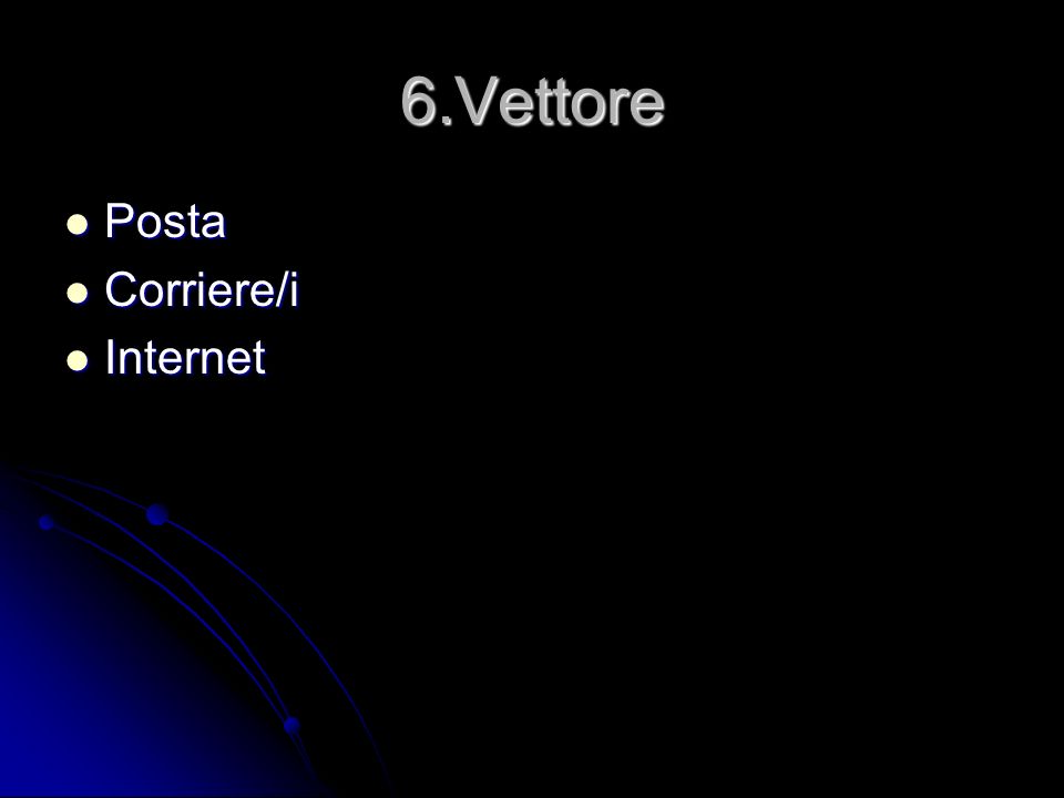 6.Vettore Posta Posta Corriere/i Corriere/i Internet Internet