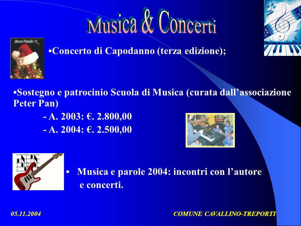 COMUNE CAVALLINO-TREPORTI Musica e parole 2004: incontri con lautore e concerti.