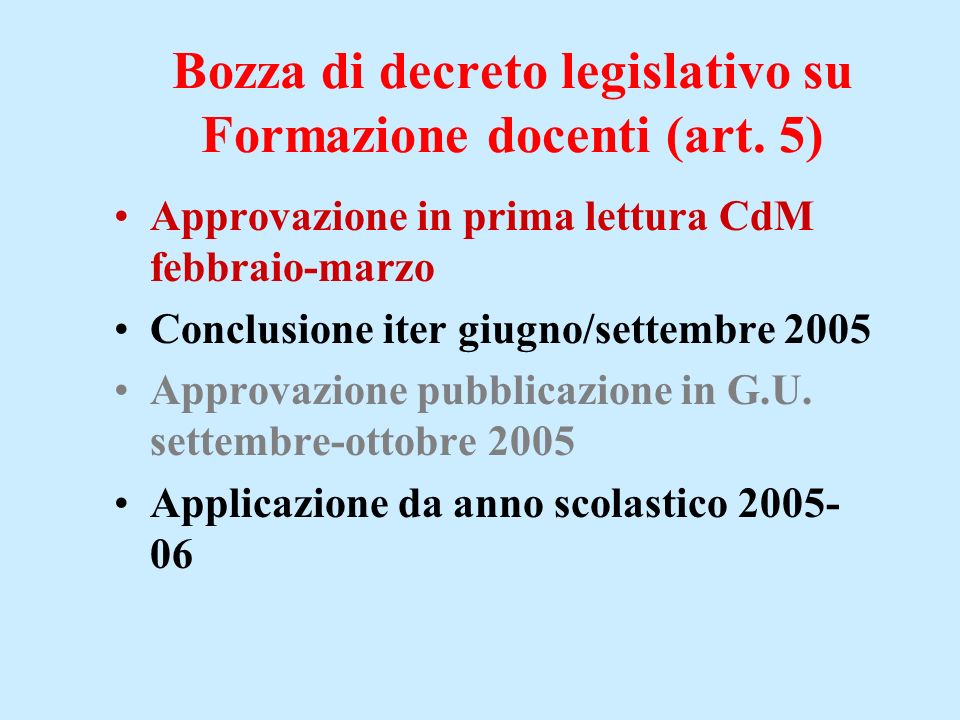 Bozza di decreto legislativo su Formazione docenti (art.