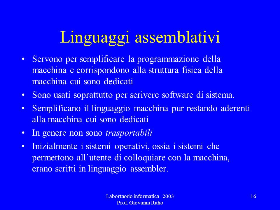 Labortaorio informatica 2003 Prof.