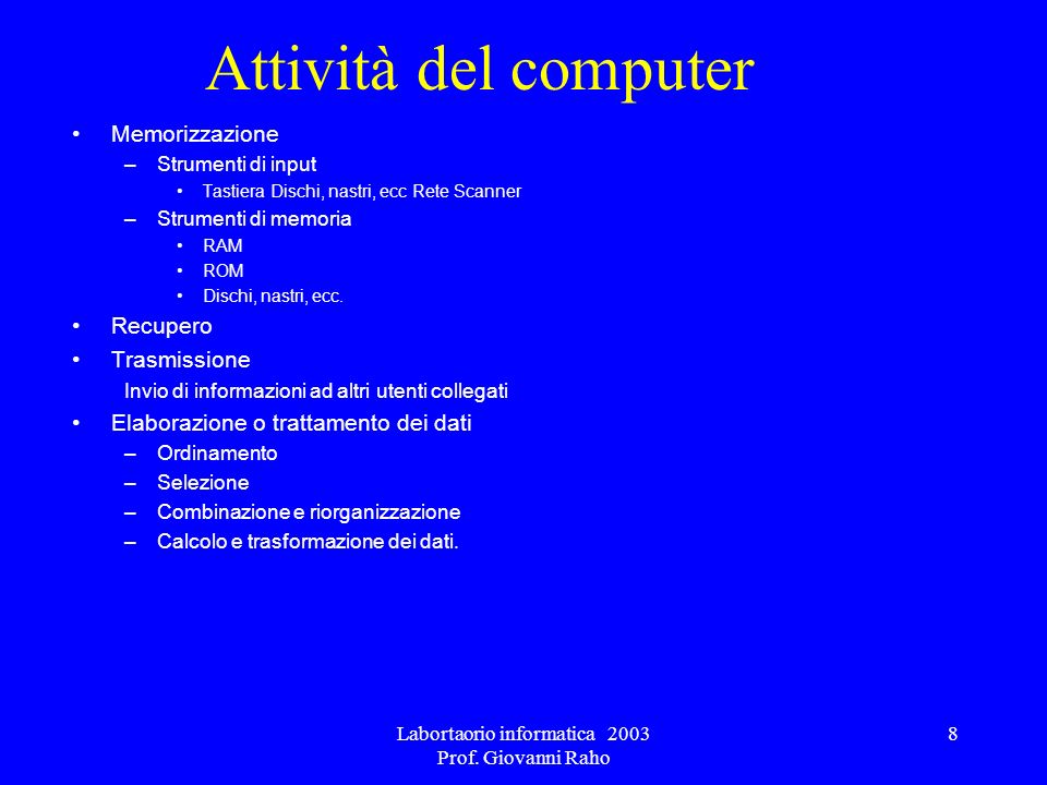 Labortaorio informatica 2003 Prof.