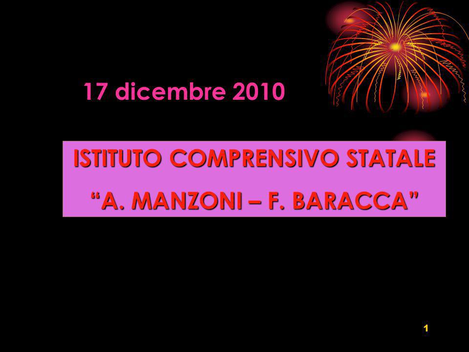 1 ISTITUTO COMPRENSIVO STATALE A. MANZONI – F. BARACCA 17 dicembre 2010