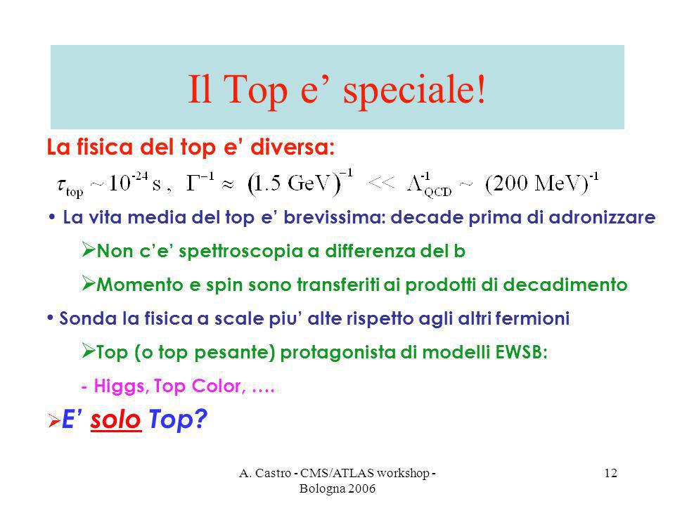 A. Castro - CMS/ATLAS workshop - Bologna Il Top e speciale.
