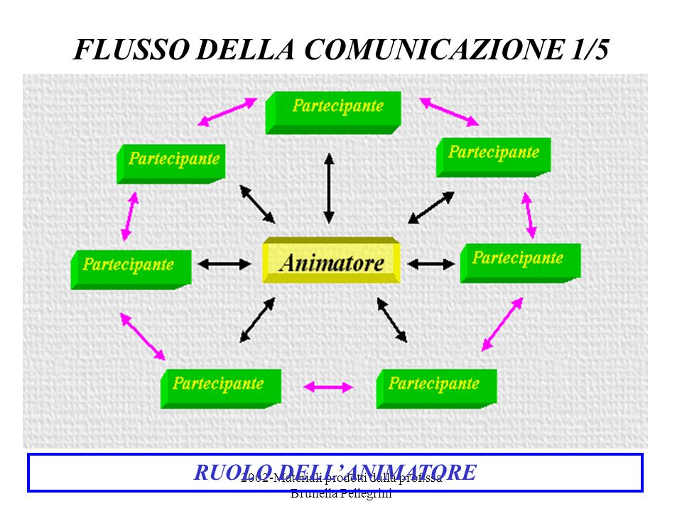 2002-Materiali prodotti dalla prof.ssa Brunella Pellegrini FLUSSO DELLA COMUNICAZIONE 1/5 RUOLO DELLANIMATORE