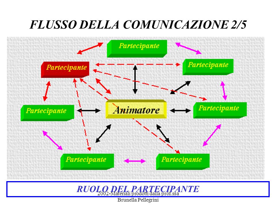 2002-Materiali prodotti dalla prof.ssa Brunella Pellegrini FLUSSO DELLA COMUNICAZIONE 2/5 RUOLO DEL PARTECIPANTE