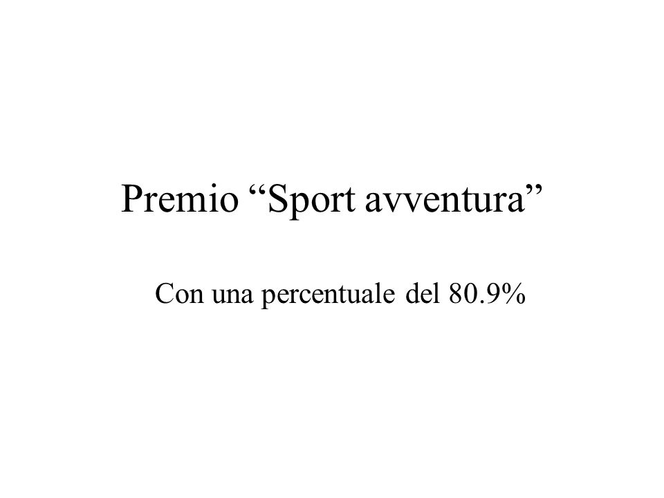 Premio Sport avventura Con una percentuale del 80.9%