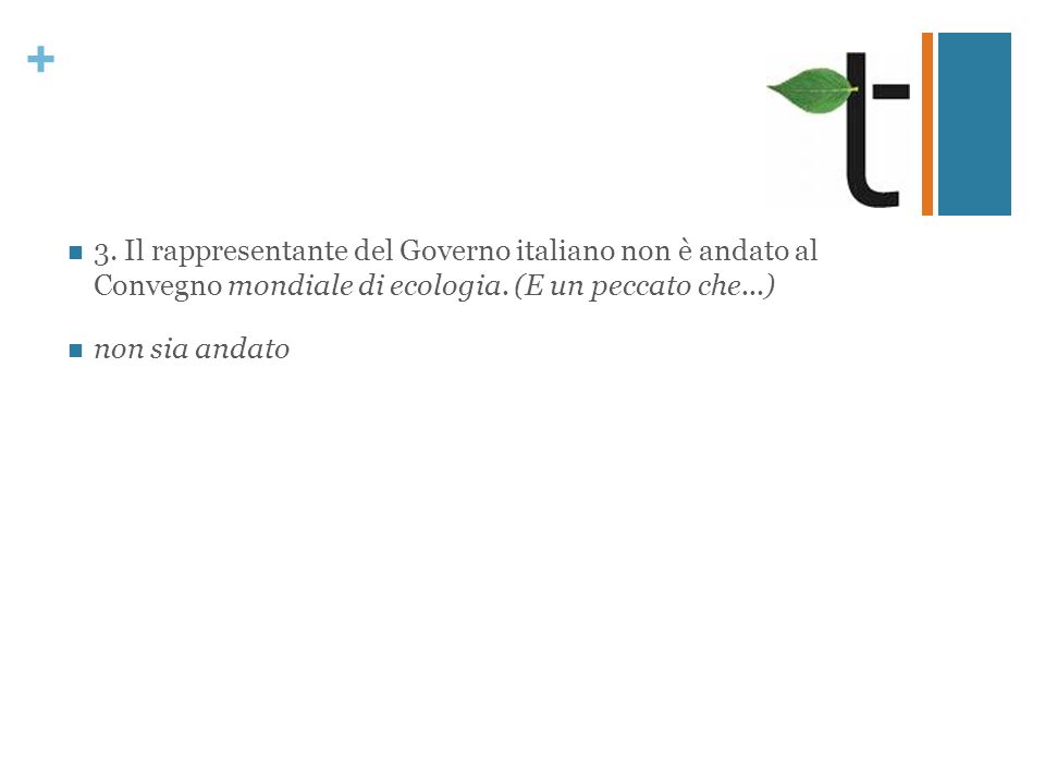 + 3. Il rappresentante del Governo italiano non è andato al Convegno mondiale di ecologia.