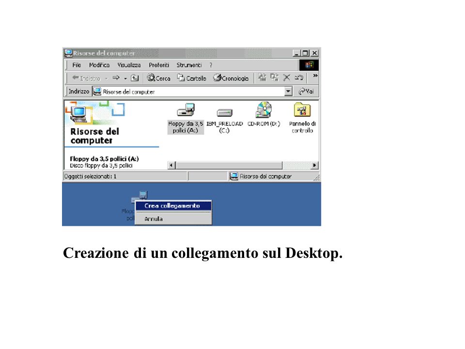 Creazione di un collegamento sul Desktop.