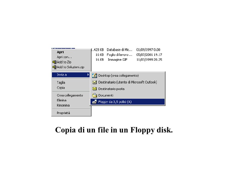 Copia di un file in un Floppy disk.