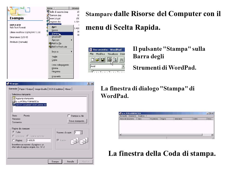 Stampare dalle Risorse del Computer con il menu di Scelta Rapida.