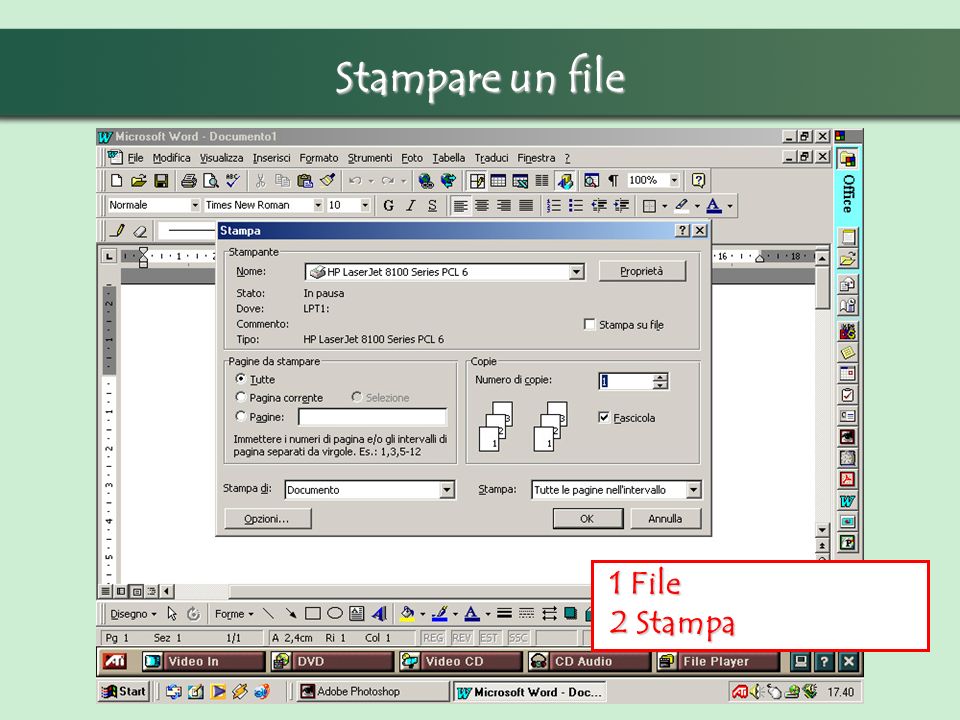 Stampare un file 1 File 1 File 2 Stampa 2 Stampa