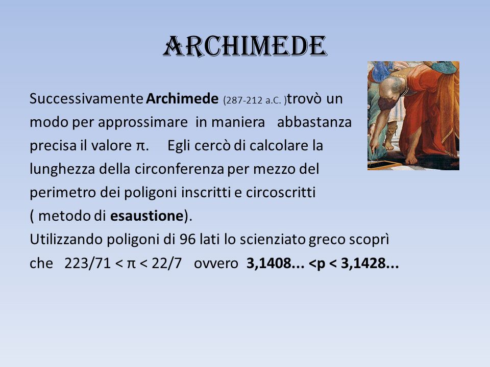 Archimede Successivamente Archimede ( a.C.