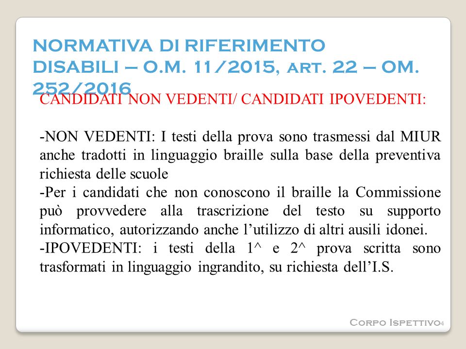 NORMATIVA DI RIFERIMENTO DISABILI – O.M. 11/2015, art.