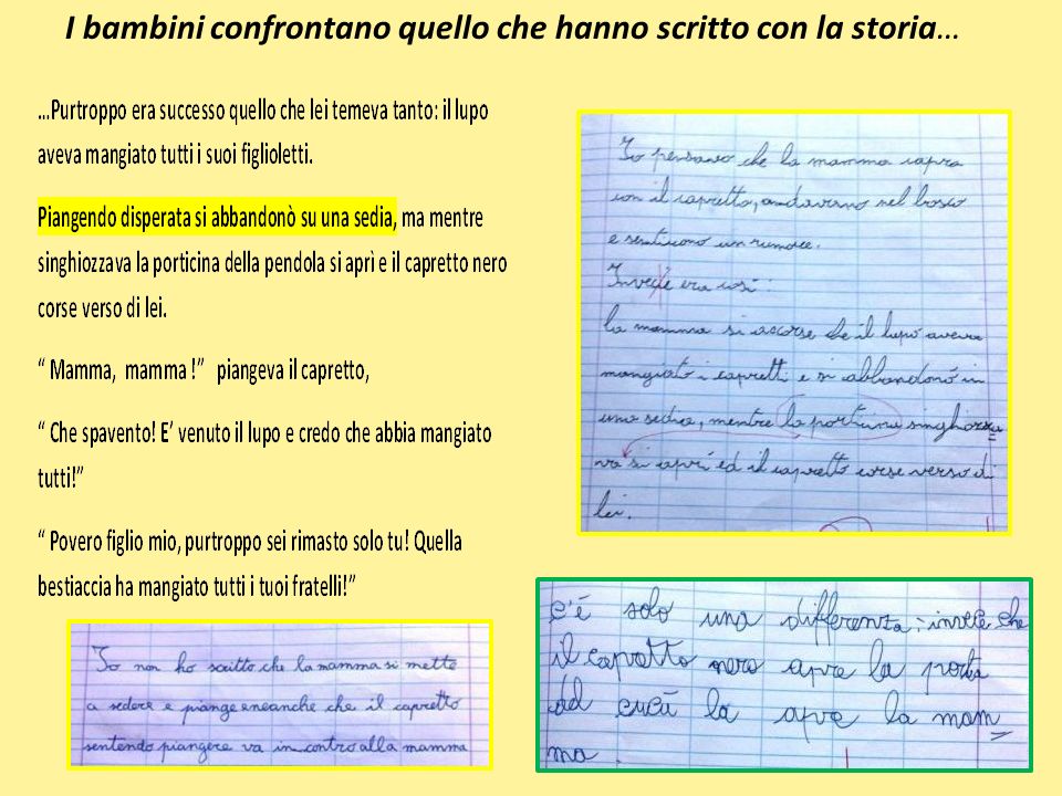 I bambini confrontano quello che hanno scritto con la storia…