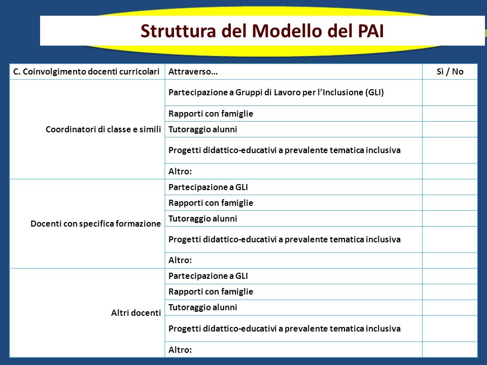 Struttura del Modello del PAI C.