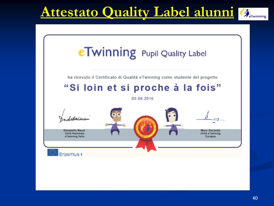 40 Attestato Quality Label alunni